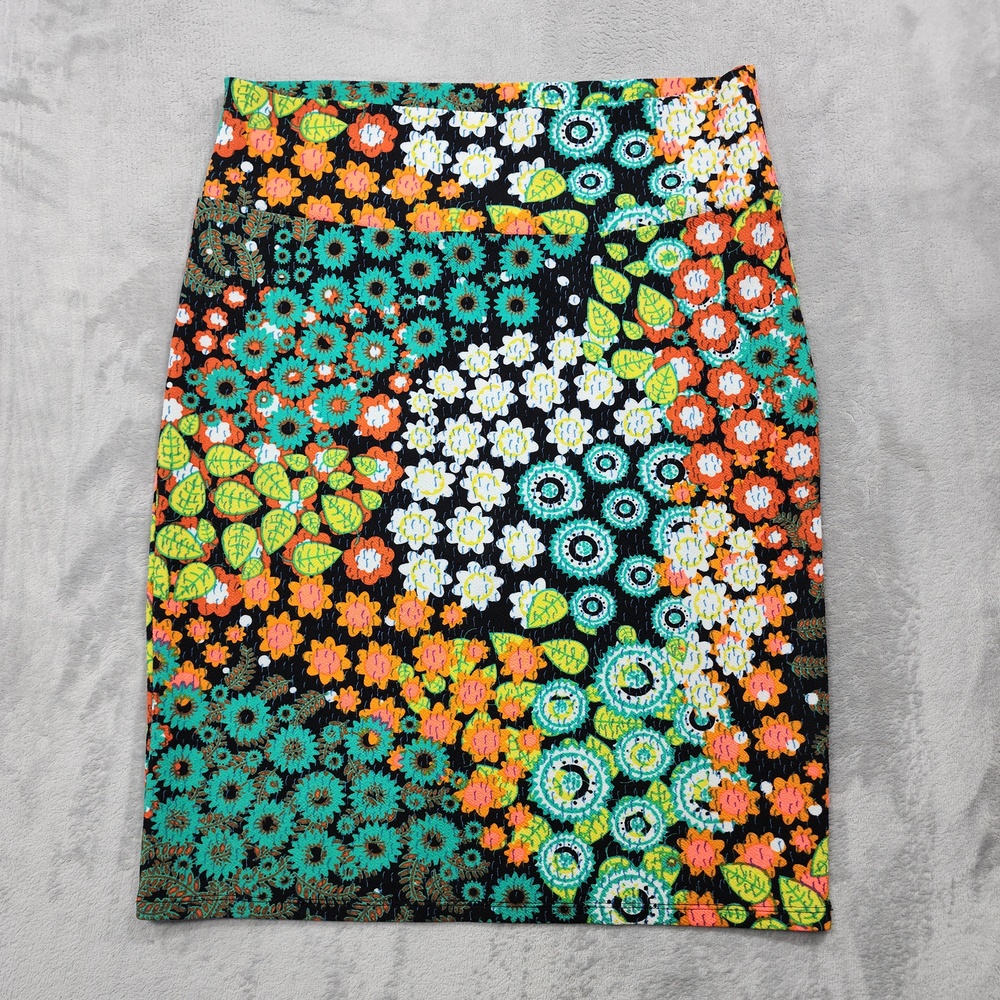 LuLaRoe Skirt Womens XL Multicolor Floral Pencil Pull On Stretch Knee Length